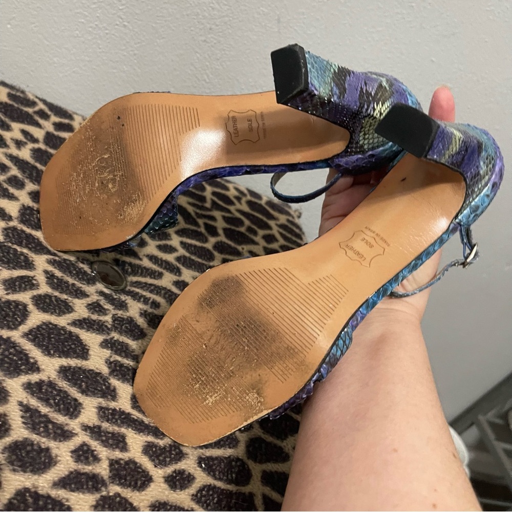 Stuart Weitzman Stencil Python Heels Blue Purple … - image 6